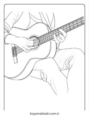 Gitar boyama sayfası – boyama çalışması, yaratıcılığı geliştirir