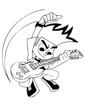 Gitar boyama sayfası,  coloring page, Johnny Test gitar çalıyor, 