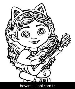 Gitar boyama sayfası – sanatsal çalışma, çocuklar için