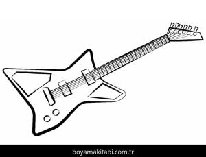 Gitar boyama sayfası – eğlenceli etkinlik, el becerilerini geliştirir