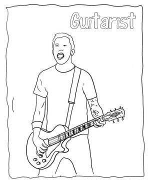 Gitar boyama sayfası,  coloring page, Gitar tutan Gitarist, 