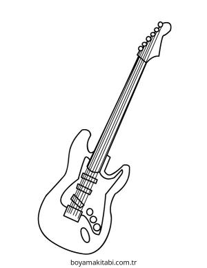 Gitar boyama sayfası – çocuk aktivitesi, PDF indir