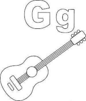 Gitar boyama sayfası,  coloring page, Gitar için G harfi, 