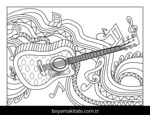 Gitar boyama sayfası – yaratıcılık, eğlenceli etkinlik