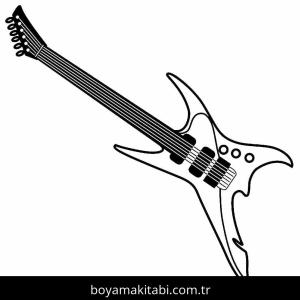 Gitar boyama sayfası – çocuklar için, çizgi film temalı