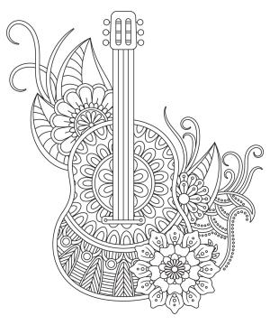 Gitar boyama sayfası,  coloring page, Gitar Mandalası, 