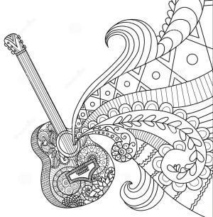 Gitar boyama sayfası,  coloring page, Mandala Gitar, 