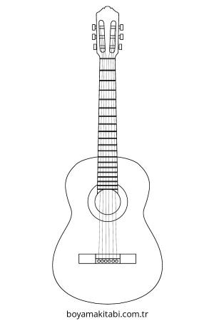 Gitar boyama sayfası – renkli çizimler, okul öncesi