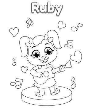 Gitar boyama sayfası,  coloring page, Ruby Gitar çalıyor, 