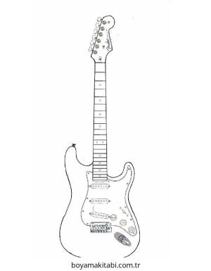 Gitar boyama sayfası – boyama çalışması, yaratıcılığı geliştirir