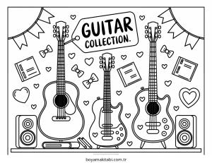 Gitar boyama sayfası – yaratıcılığı geliştirir, keyifli zaman