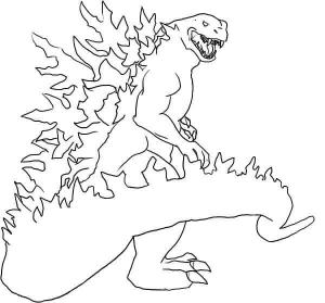 Godzilla boyama sayfası,  coloring page, Godzilla Kuyruğunu Sallıyor, 