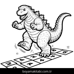 Godzilla boyama sayfası – boyama etkinliği, çocuk aktivitesi