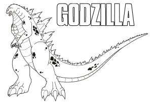 Godzilla boyama sayfası,  coloring page, Basit Godzilla, 