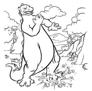 Godzilla boyama sayfası,  coloring page, Komik Godzilla Saldırısı, 