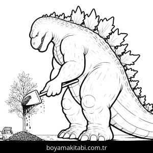 Godzilla boyama sayfası – el becerilerini geliştirir, boyama çalışması