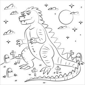 Godzilla boyama sayfası,  coloring page, Sevimli Godzilla, 