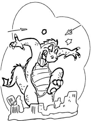 Godzilla boyama sayfası,  coloring page, Godzilla Şehre Saldırdı, 