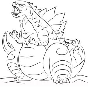 Godzilla boyama sayfası,  coloring page, Godzilla Oturuyor, 