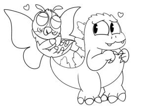 Godzilla boyama sayfası,  coloring page, Sevimli Godzilla ve Mothra, 