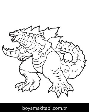 Godzilla boyama sayfası – sevimli karakter, sanatsal çalışma