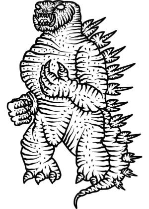 Godzilla boyama sayfası,  coloring page, Godzilla’yı Kurşun Kalemle çizin, 