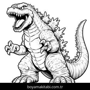 Godzilla boyama sayfası – kolay boyama, eğitici aktivite