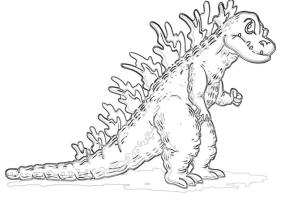 Godzilla boyama sayfası,  coloring page, kızgın Godzilla çizgi Film, 