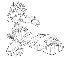 Gohan boyama sayfası,  coloring page, Gohan Tekme, 