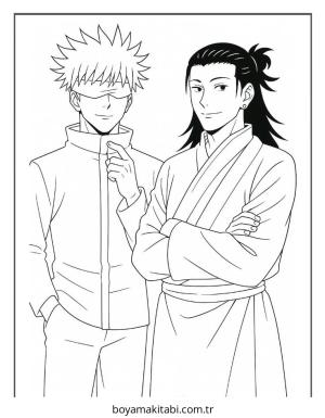 Gojo boyama sayfası – sevimli karakter, sanatsal çalışma