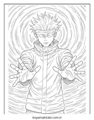 Gojo boyama sayfası – boyama çalışması, yaratıcılığı geliştirir
