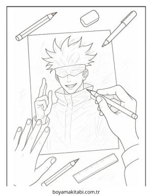 Gojo boyama sayfası – renkli çizimler, okul öncesi