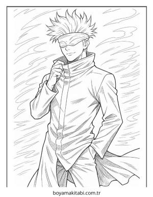 Gojo boyama sayfası – çizgi film temalı, basit çizim