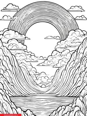 Gökkuşağı boyama sayfası, Rainbow coloring page, , 