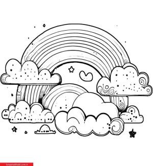 Gökkuşağı boyama sayfası, Rainbow coloring page, , 