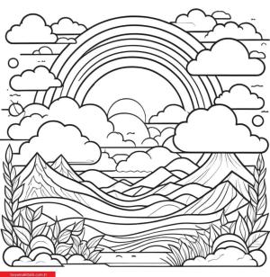 Gökkuşağı boyama sayfası, Rainbow coloring page, , 