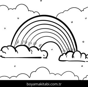 Gökkuşağı boyama sayfası – sevimli karakter, sanatsal çalışma