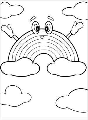 Gökkuşağı boyama sayfası, Rainbow coloring page, Kawaii Gökkuşağı, 