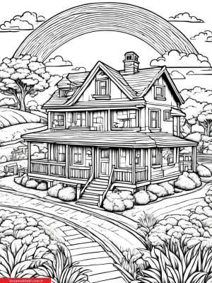 Gökkuşağı boyama sayfası, Rainbow coloring page, , 