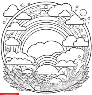 Gökkuşağı boyama sayfası, Rainbow coloring page, , 