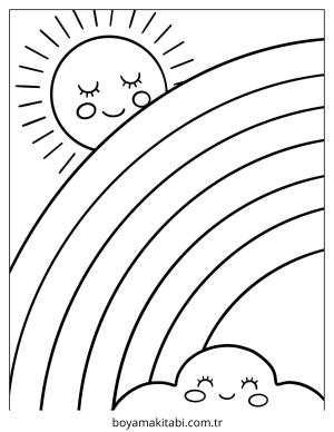 Gökkuşağı boyama sayfası – keyifli zaman, renkli çizimler