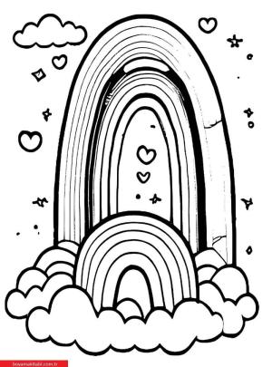 Gökkuşağı boyama sayfası, Rainbow coloring page, , 