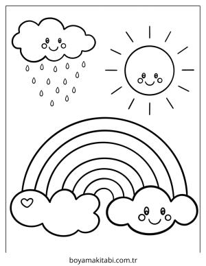 Gökkuşağı boyama sayfası – okul öncesi, evde etkinlik