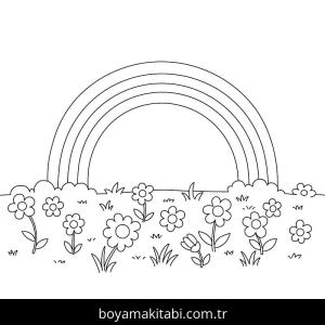 Gökkuşağı boyama sayfası – el becerilerini geliştirir, boyama çalışması