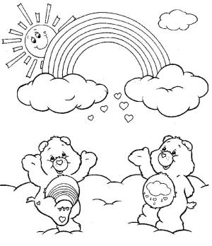 Gökkuşağı boyama sayfası, Rainbow coloring page, İki Ayı ve Gökkuşağı, 