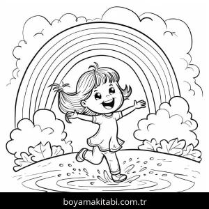 Gökkuşağı boyama sayfası – çocuklar için, çizgi film temalı