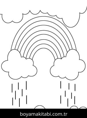 Gökkuşağı boyama sayfası – çizgi film temalı, basit çizim