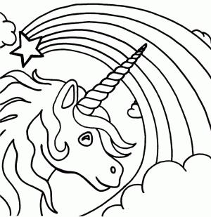 Gökkuşağı boyama sayfası, Rainbow coloring page, Yüz Tekboynuz Ve Gökkuşağı, 