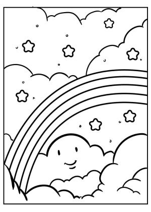 Gökkuşağı boyama sayfası, Rainbow coloring page, Muhteşem Gökkuşağı özgür, 