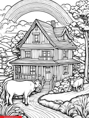 Gökkuşağı boyama sayfası, Rainbow coloring page, , 